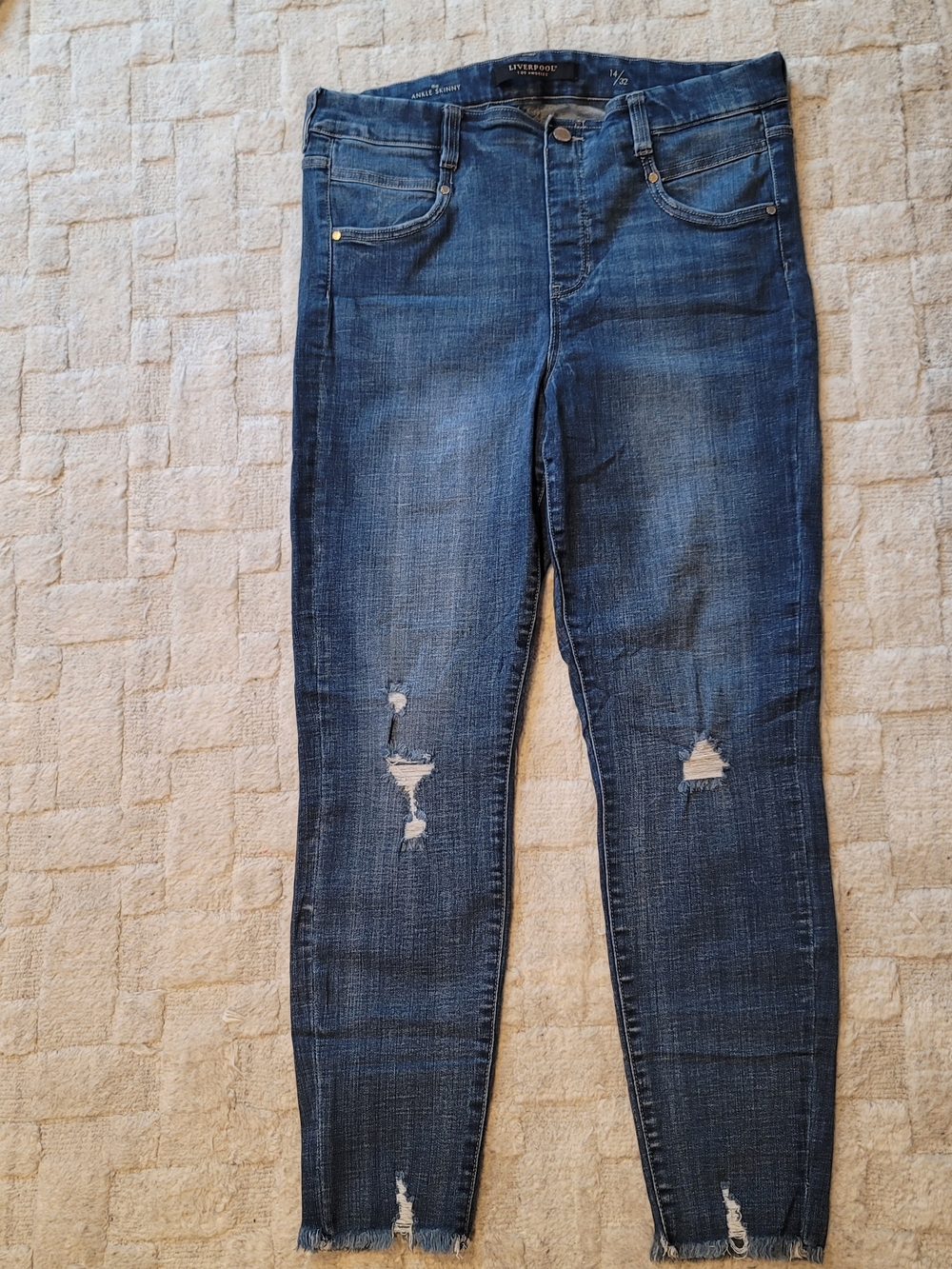LIVERPOOL Ankle Skinny High Rise Jeans Distressed Women's Size 14/32